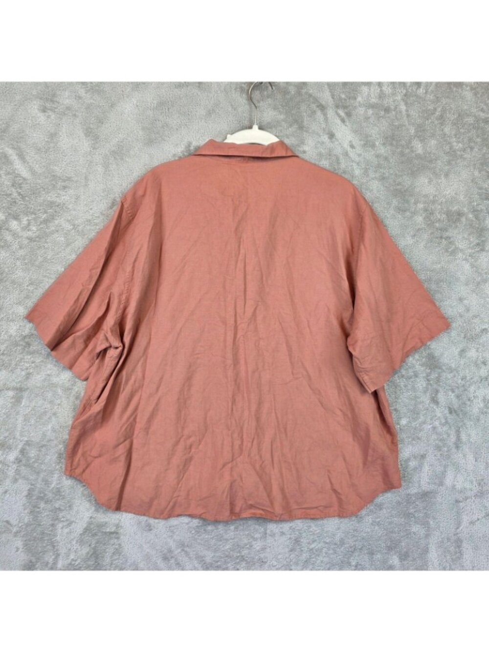 Uniqlo Button Up Shirt Womens XL Brown Open Collar Short Sleeve Linen Blend - Picture 2 of 11